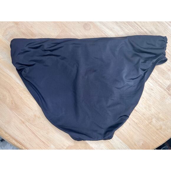 Kenneth Cole No Boundaries Shirred Hipster Bikini Bottom Black Womens Size L NWT - Picture 3 of 4